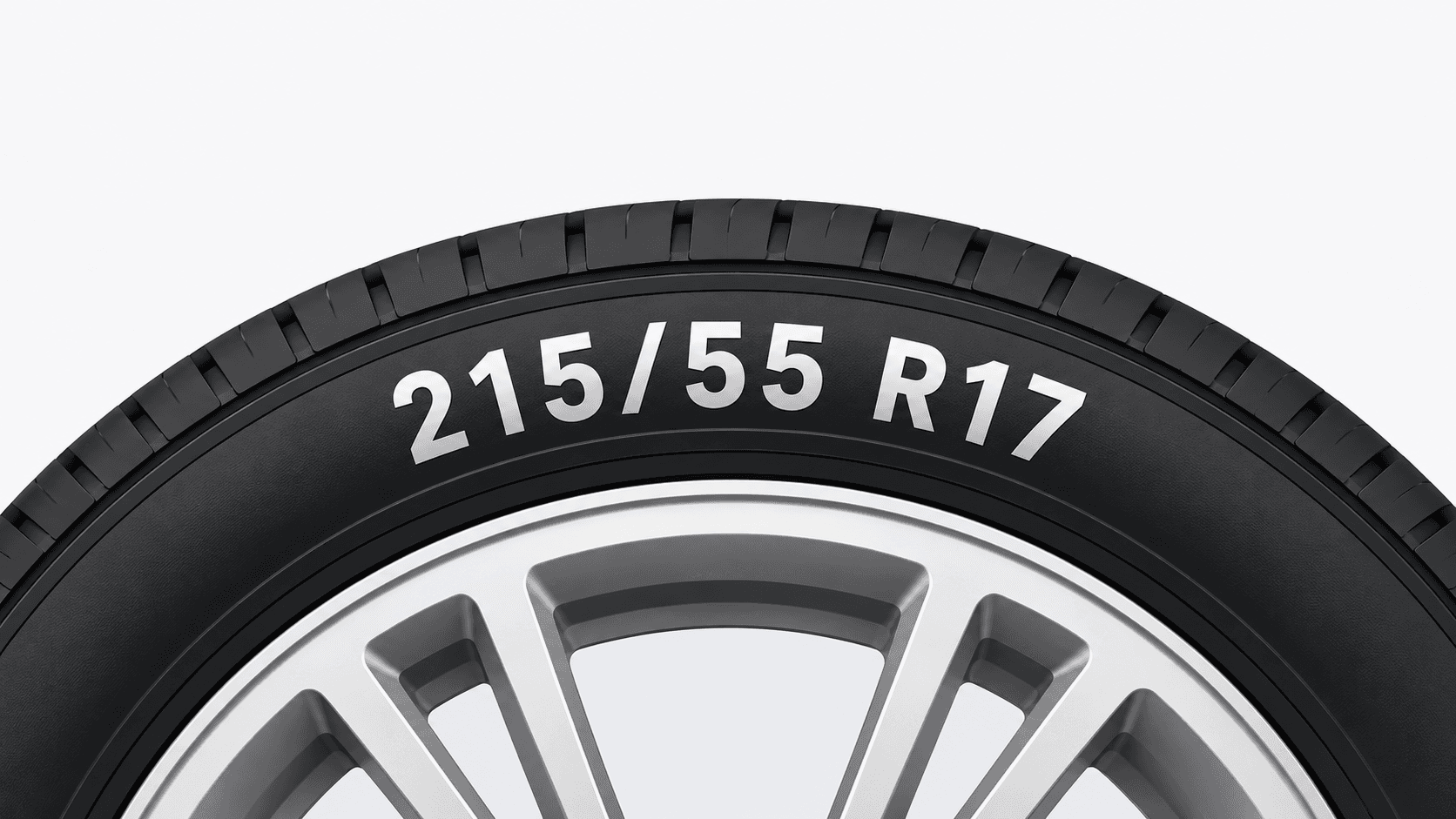 مثال مقاس الإطار على الجدار الجانبي 215/55 R17